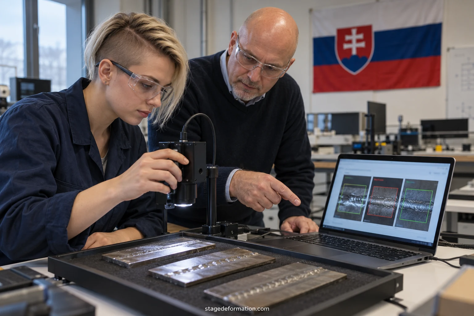Študenti pred obrazovkou so zdrojovým kódom a schémami neurónových sietí v počítačovom laboratóriu