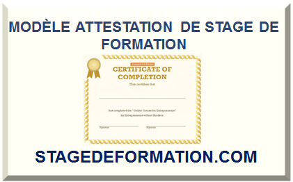 MODÈLE ATTESTATION DE STAGE DE FORMATION 2023